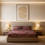 ست روتختی طرح شاخه‌های طبیعت – رنگ زرشکی تیره با طراحی هنری