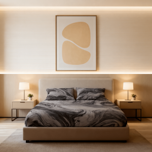 ست روتختی طرح مرمری مشکی – جلوه‌ای هنری برای اتاق‌خواب مدرن