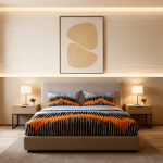 ست روتختی طرح موج‌های نارنجی – انرژی جسورانه در دل آرامش اتاق خواب