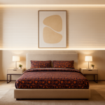 ست روتختی با طرح سنتی و رنگ‌های گرم – شکوه شرقی در فضای خواب