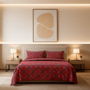 ست روتختی طرح سنتی قرمز – گرمای اصالت در دل آرامش