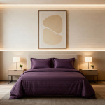 ست روتختی و روبالشی بنفش راه‌راه تیره | شیک، عمیق و الهام‌گرفته از استایل هتلی