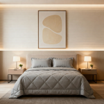 ست روتختی و روبالشی بژ طوسی روشن | مینیمال، آرام و الهام‌گرفته از هتل‌های لوکس