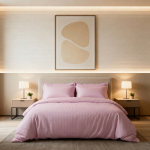 ست روتختی و روبالشی صورتی ملایم راه‌راه | لطیف، مینیمال و هتلی