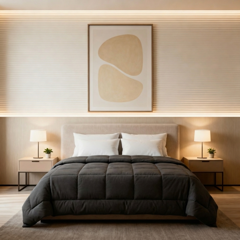 freepik__change-the-pillowcase-and-bedspread-to-the-one-wit__44454 ست روتختی و روبالشی مشکی مدرن | مینیمال، شیک و الهامگرفته از طراحی هتلی - تصویر 1