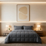 ست روتختی و روبالشی طوسی تیره دوخت مربعی | مینیمال، شیک و آرامش‌بخش