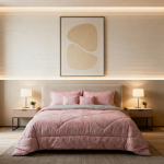 ست روتختی و روبالشی مینیمال صورتی پودری | لطیف، شیک و مناسب دکوراسیون مدرن